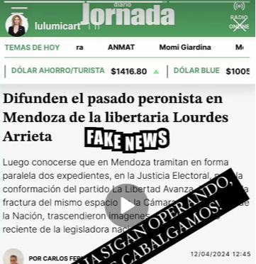 Lourdes Arrieta posteó que fue una "Fake News" pero las pruebas dicen lo contrario