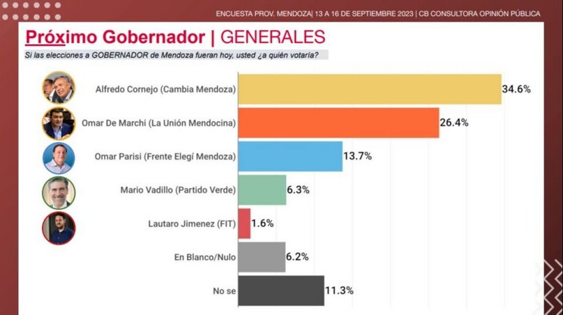 Mendoza elige Gobernador: quién gana el domingo según la última encuesta 