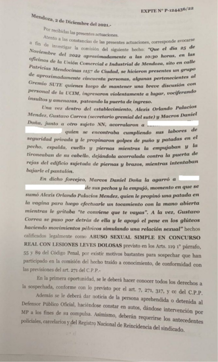 "Ni una Menos" de Mendoza pidió apartar del SUTE a Gustavo Correa